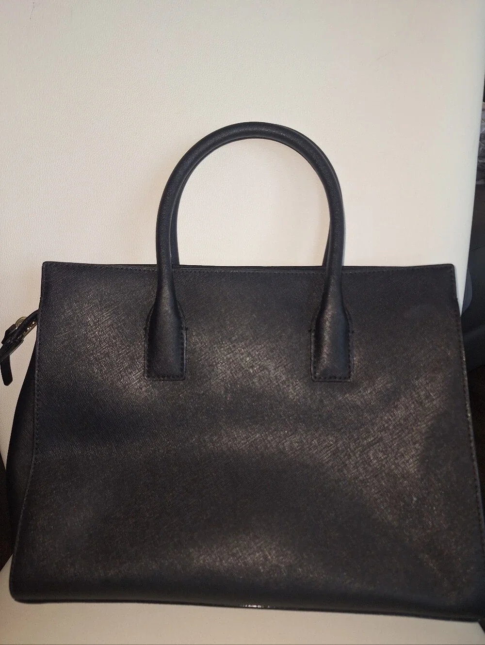 Kate Spade Black Leather & Embellished Applique Satchel w/ 2 Straps EUC